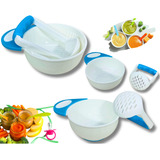 Kit Papinha Bebê Tigela C Amassador Frutas Legumes