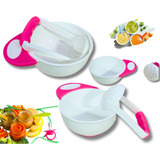 Kit Papinha Bebê Tigela C Amassador Frutas Legumes