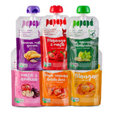 Kit Papinha Frutas Papapa Natural Orgânica 6 Sabores Bebê