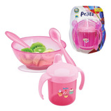 Kit Papinha Tigela Com Ventosa Copo 2 Colheres Estampada