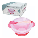 Kit Papinha Tigela Com Ventosa Tampa E Colher De Plastico