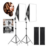 Kit Par 2 Soft Box Estúdio Luz Continua Soquete E27 Tripé 2m