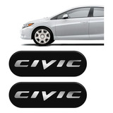 Kit Par De Adesivos Emblema Coluna Civic Linha Resinado