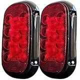Kit Par De Lanterna Traseira Led Bicolor Canoinha 12V Para Carretinha Moto Reboque Rubi Carrocinha GF Lanternas