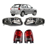 Kit Par Farol Mascara Negra Par Lanterna Gol G4 Fumê 2006 2007 2008 2009 2010 2011 2012 2013