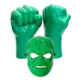 Kit Par Luva Infantil Heróis Hulk Vingadores Máscara Verde