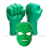 Kit Par Luva Infantil Heróis Hulk Vingadores Máscara Verde