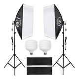 Kit Par Soft Box 50x70cm Estúdio Luz Continua Soquete E27