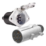 Kit Par Tomada Engate Carretinha Carreta 7 Polos Metal M f