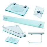 Kit Para Banheiro Em Vidro 05 Pçs Canto Incolor Brinde