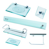 Kit Para Banheiro Em Vidro 05 Pçs Reto Incolor  