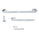 Kit Para Banheiro Lavabo Acessórios Em Alumínio 4 Peças Luxo