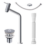 Kit Para Banheiro Torneira Link Bica Alta Metal Cromada Válvula 7 8 Metal Cromada Engate Flexível Sifão Beltempo