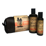 Kit Para Barba Com Necessaire Exclusiva Shampoo 200ml Limpa E Perfuma Condicionador 120ml Hidrata Terra Viking