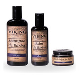 Kit Para Barba Shampoo Balm Modelador Viking Mar