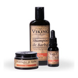 Kit Para Barba Shampoo Óleo Modelador Viking Terra