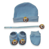 Kit Para Bebê Touca Luva Pregador Sapatinho Leãozinho