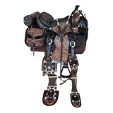 Kit Para Cavalgada Sela Americana De Couro E Alforge Bebida