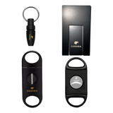 Kit Para Charutos Cortador V E Reto Suporte Furador Descanso