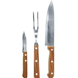 Kit Para Churrasco Em Inox Com Cabo Em Madeira Holz 3 Peças