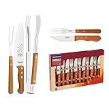 Kit Para Churrasco Tramontina Jumbo 15 Peças Aço Inox Com Madeira