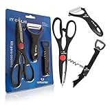 Kit Para Cozinha 3 Pçs Tesoura Descascador Abridor Saca Rolha