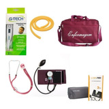Kit Para Enfermagem Roxo Com Esfigmo E Esteto Duplo