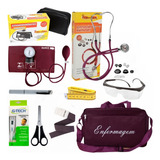 Kit Para Enfermagem Vinho Com Medidor De Pressão Em Promoção