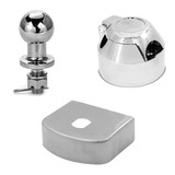 Kit Para Engate Reboque Bola E Tomada Cromada Capa Aço Inox