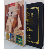 Kit Para Estudo Bíblico Biblia Slim Preta Dicionario Biblico Ilustrado