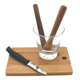 Kit Para Fazer Caipirinha 5 Peças Com Tábua Copo Faca