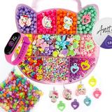 Kit Para Fazer Pulseira Miçangas Infantil Gata 1 800 Peças