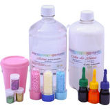 Kit Para Fazer Slime Cola 1kg Ativador 1 Litro Copo Brinde