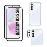 Kit Para Galaxy A35 5g Película 3d Capa Tpu Câmera 3d