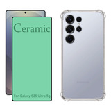 Kit Para Galaxy S25 Ultra 5g Película Cerâmica Capa Tpu