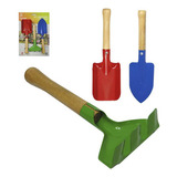 Kit Para Jardim 2 Pá Ancinho Rastelo Cabo Madeira 3 Peca