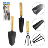 Kit Para Jardim Com Pa Ancinho Cabo De Madeira 3 Pecas