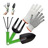 Kit Para Jardinagem 4 Peças - Pá- Garfo- Ancinho - Luva De Proteção