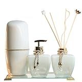 lavabo banheiro difusor porta sabonete liquido escovas bandeja decoracao organizador dourado