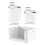 Kit Para Lavanderia Cesto Organizador 16l 2 Dispenser 2 3l E 1 5l Kte149 Branco Ou