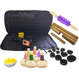 Kit Para Massagens Com Pedras Quentes Bambus Pindas E Vela