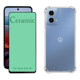 Kit Para Motorola Moto G34 5g Película Cerâmica Capa Tpu