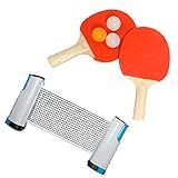 Kit Para Ping Pong Com 2 Raquetes 3 Bolinhas E 1 Rede Retratil Adaptável Até 1 65M