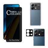 Kit Para Poco X6 5g Privacidade Fosca Capa Câmera