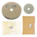 Kit Para Polir Mármore Granito Feltro Carnaúba Parafina Cor