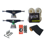 Kit Para Skate Truck Stick 139mm Roda 51 Mm Rolamento Lixa