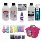 Kit Para Slime Cola Branca E Trans Mini Maleta Espuma