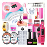 Kit Para Unhas Gel Alongamentos Cabine Lixadeira Completo