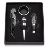 Kit Para Vinho 4 Peças Aço Inox Abridor Manual Saca Rolhas