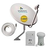 Kit Parabolica Digital Ku Vivensis Lnbf Cabo 15 Metros Branco